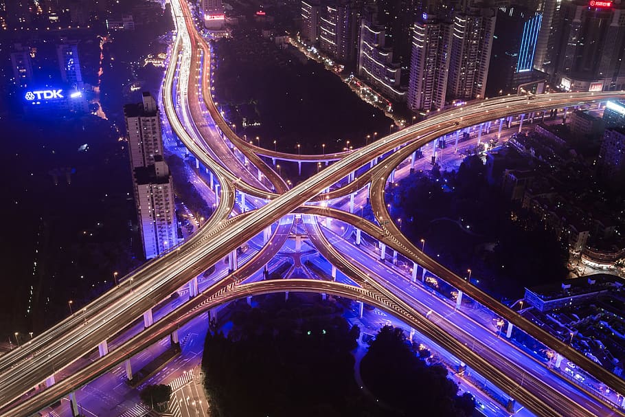 architecture, building, infrastructure, city, road, bridge HD wallpaper