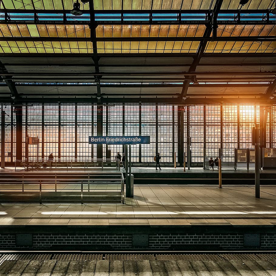 railroad, track, train, station, travel transportation, people HD wallpaper