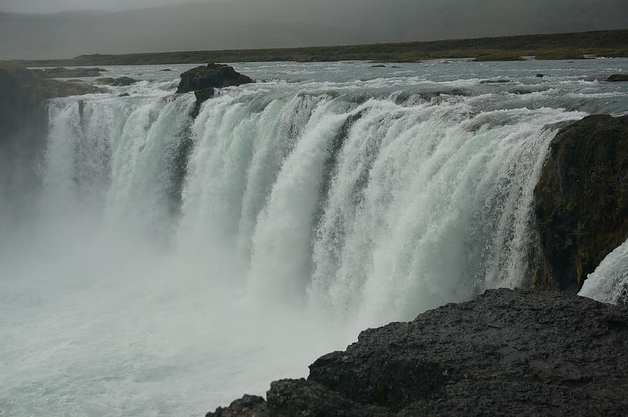 iceland, waterfall, goðafoss, motion, beauty in nature, scenics - nature HD wallpaper
