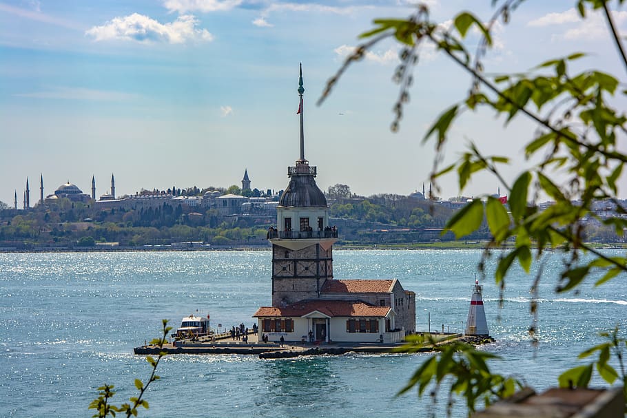 istanbul, the maiden's tower, date, turkey, marine, blue, sky, HD wallpaper