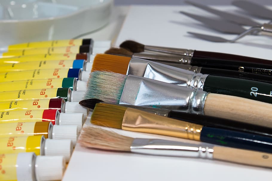 paint, atelier, painter, hobby, brush, color, acrylic paints HD wallpaper