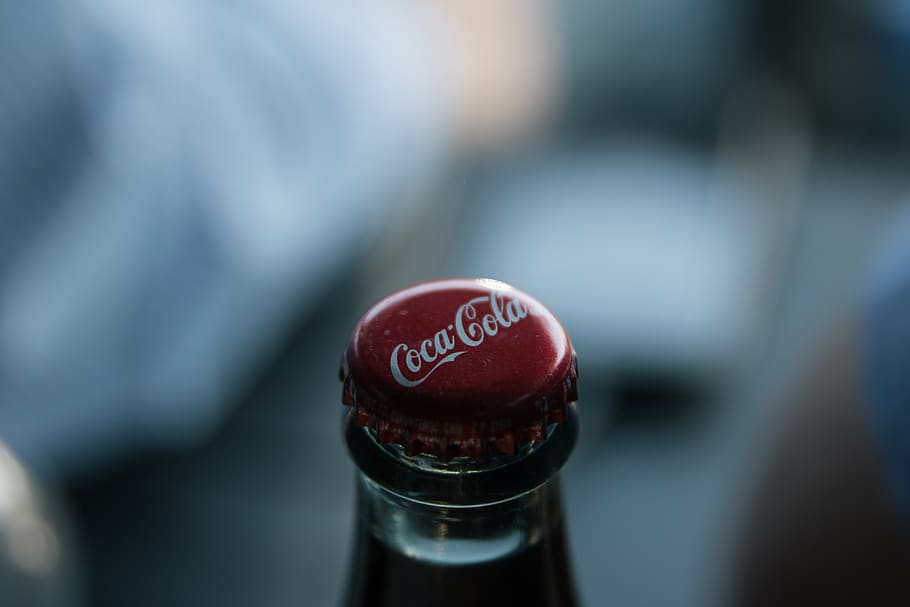 closeup photo of Coca-Cola bottle, coke, coca cola, bottle cap, HD wallpaper