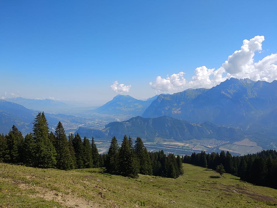 trees, mountains, switzerland, beauty in nature, sky, scenics - nature HD wallpaper