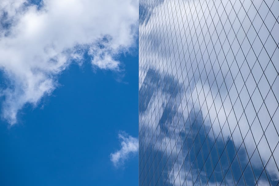 blue and white sky, cloud - sky, low angle view, architecture HD wallpaper