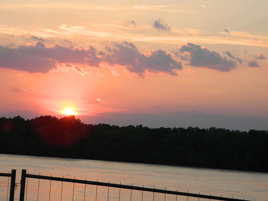 sunset, sea, river, danube, sky, clouds, cloud - sky, beauty in nature HD wallpaper