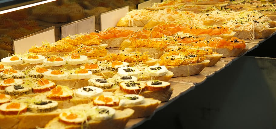 spain, madrid, bread, small, yellow, food, cheese, fish, tasteful HD wallpaper