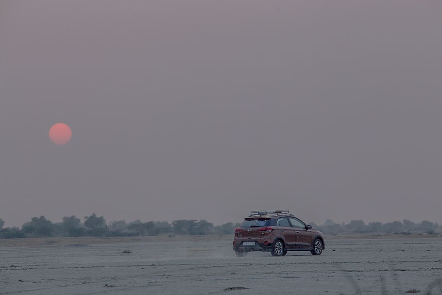 desert, car, sunset, mode of transportation, land vehicle, motor vehicle HD wallpaper