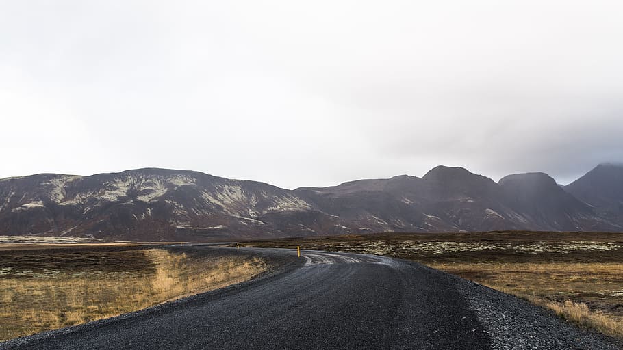 mountain, highland, cloud, sky, landscape, nature, valley, road HD wallpaper