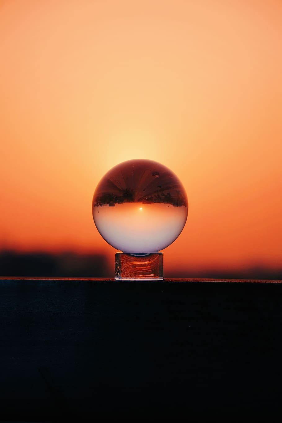 red and white ceiling lamp, sunset, orange color, sky, no people HD wallpaper