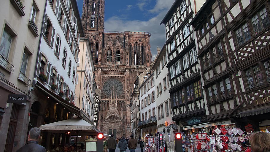 france, strasbourg, alsace, cathedrale, architecture, building exterior, HD wallpaper
