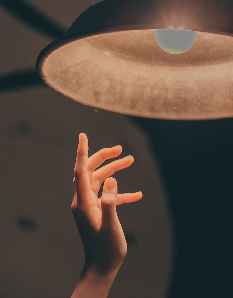 Person About to Touch the Pendant Lamp, close-up, focus, hand HD wallpaper