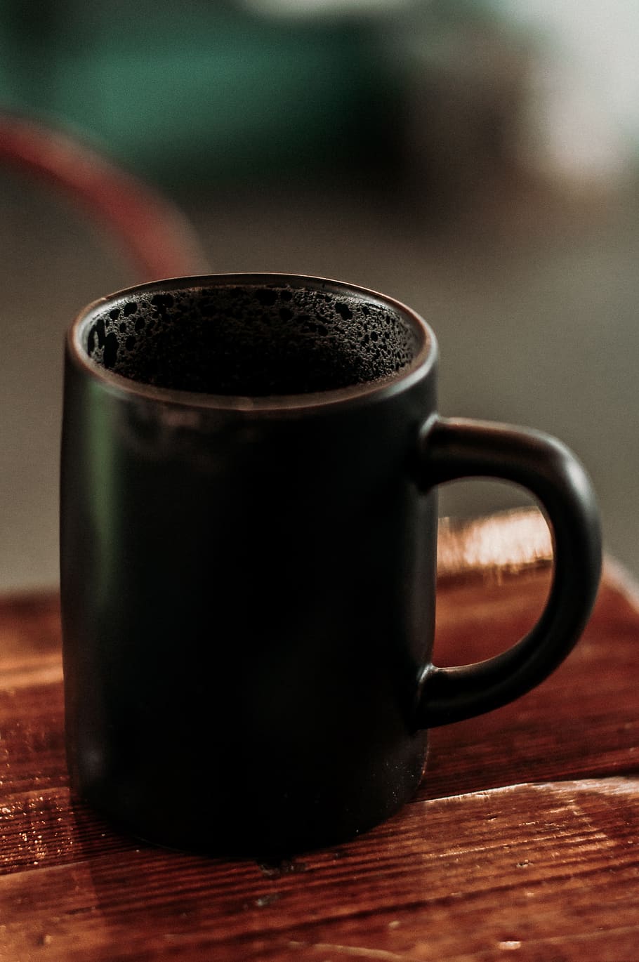 black ceramic mug on brown surface, drink, coffee, food and drink HD wallpaper