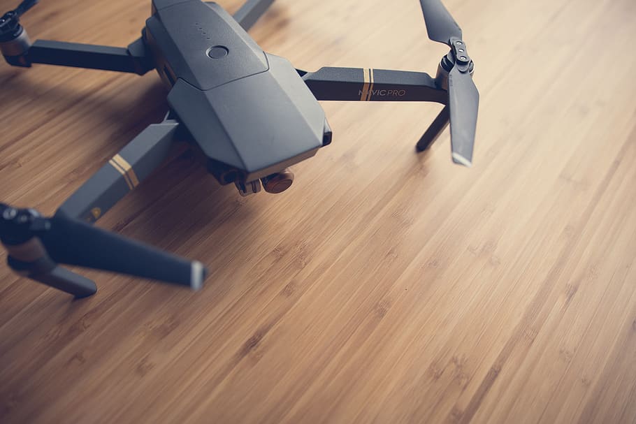 Quadcopter On Wooden Surface, camera, drone, mavic pro, parquet HD wallpaper