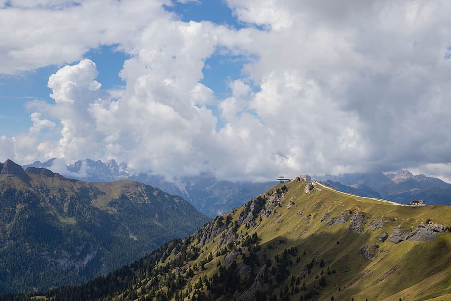 dolomites, mountains, view, italy, landscape, panorama, hiking HD wallpaper