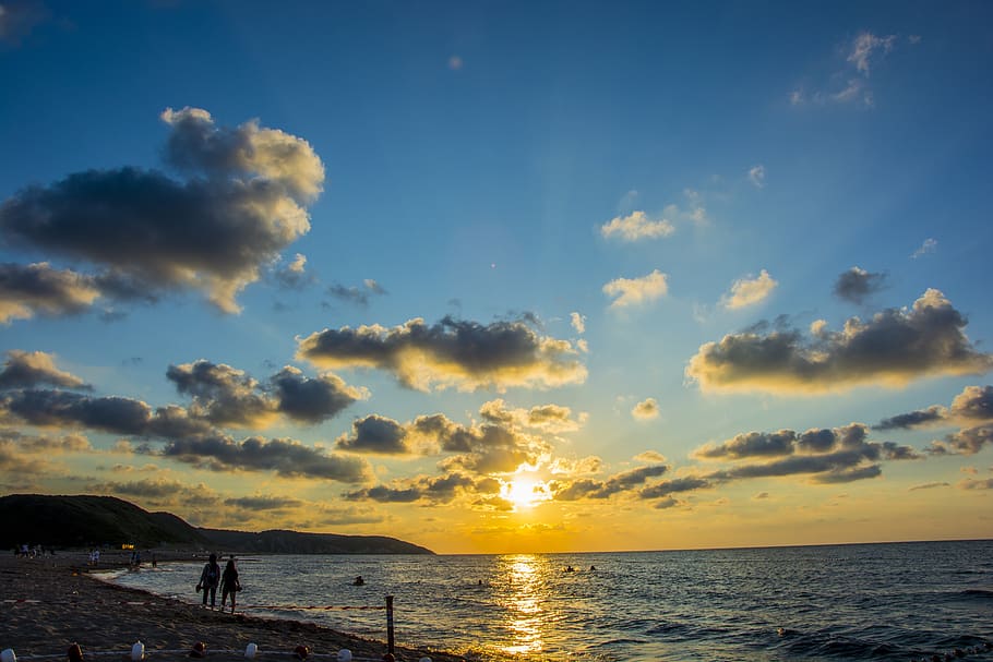 cloud, beach, marine, clouds, sky, water, ocean, sunset, landscape HD wallpaper