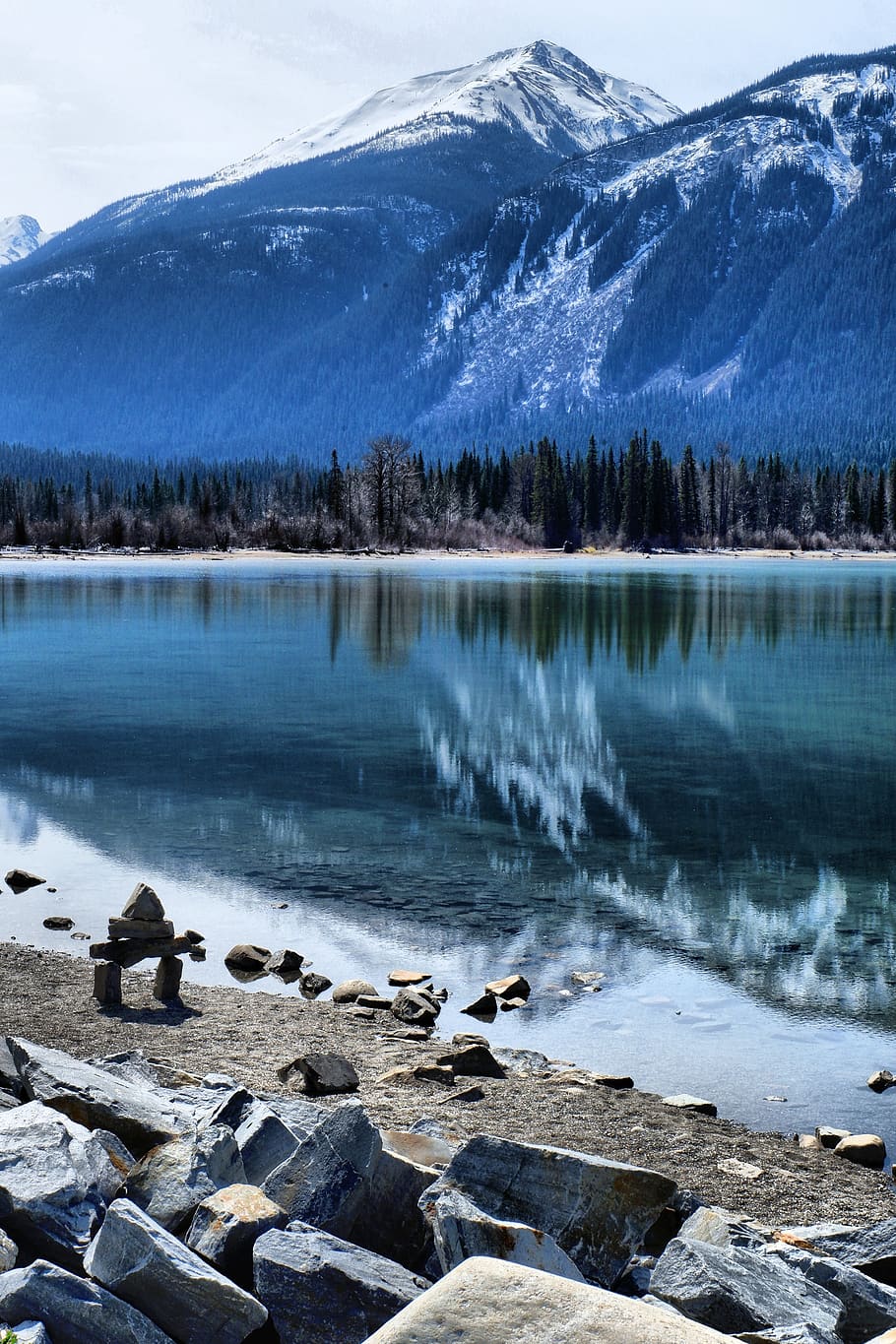 lake, water, nature, rock, alberta, banff, travel, canadian, HD wallpaper