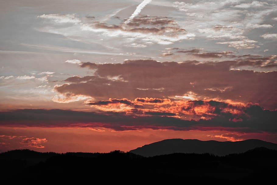 sunset, clouds, sky, landscape, nature, dusk, mood, abendstimmung HD wallpaper