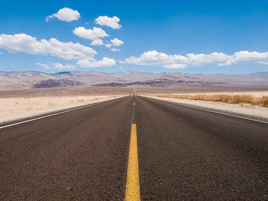 empty road during daytime, marking, road marking, sky, symbol HD wallpaper