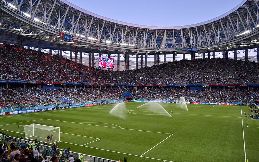 stadium, nizhniy novgorod, russia, football russia, football nizhniy novgorod, HD wallpaper