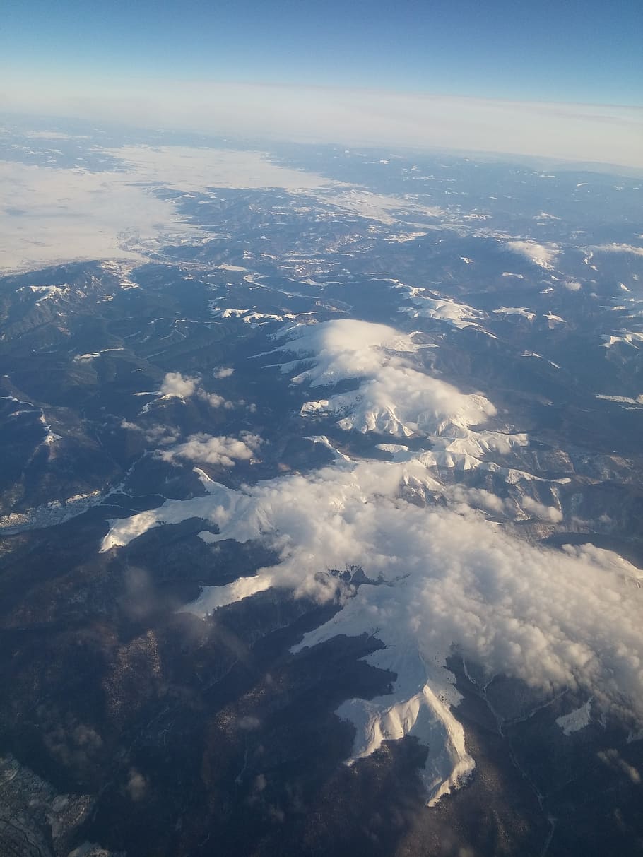 High-Angle View Of Clouds, flight, from above, landscape, mountain HD wallpaper