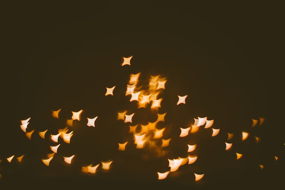 bokeh photography of lights, shaped bokeh, dark, abstrach, warm HD wallpaper