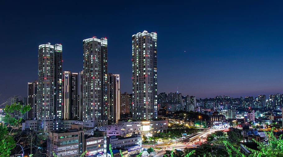seoul, night view, cbd, city, korea, light, a night view of seoul, HD wallpaper