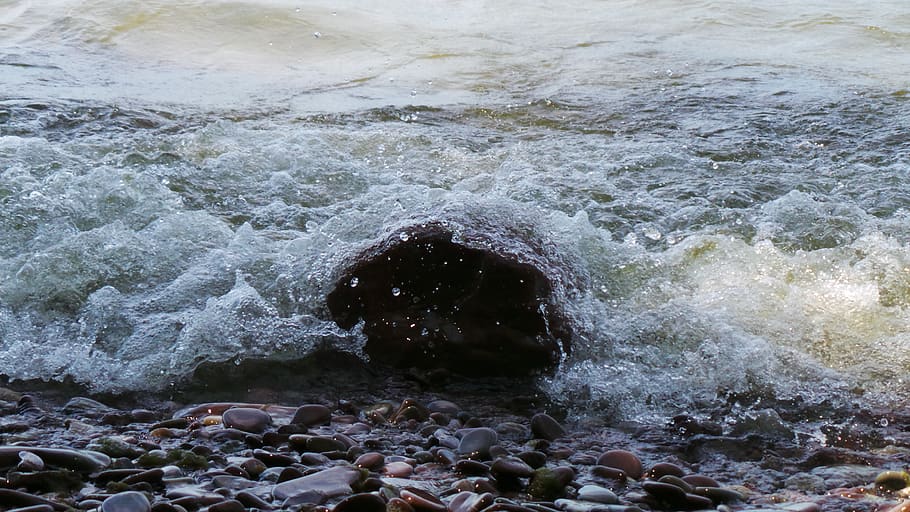 water, rock, motion, rock - object, solid, sea, no people, day HD wallpaper