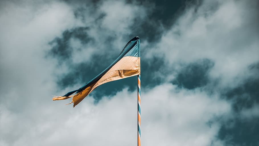 teal and yellow flag, france, emblem, pole, airplane, transportation HD wallpaper
