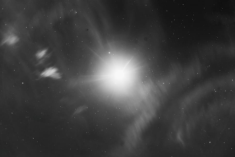 astronomy, outer space, universe, sky, flare, moon, star, night HD wallpaper