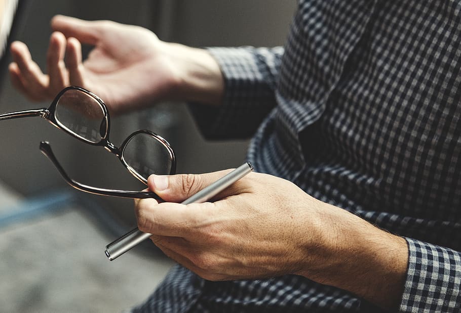 Person Holding of Clear Eyeglasses With Black Frames, eyewear HD wallpaper
