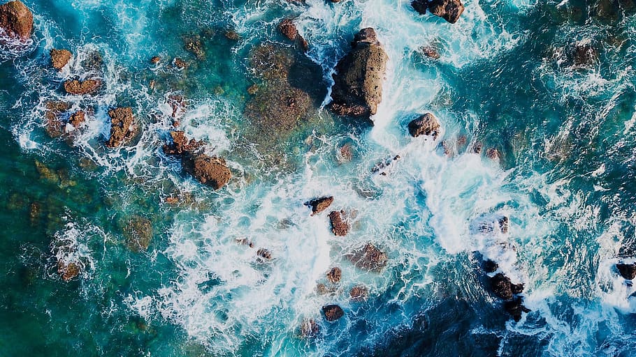 Sea Waves, aerial shot, bird's eye view, body of water, desktop backgrounds