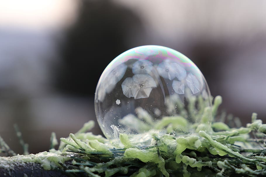 bubbles in zing temperatures, detail, water, sphere, nature HD wallpaper