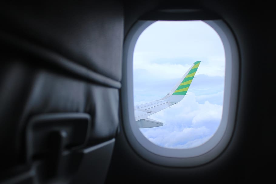 flying airliner plane during daytime, window, porthole, vehicle HD wallpaper