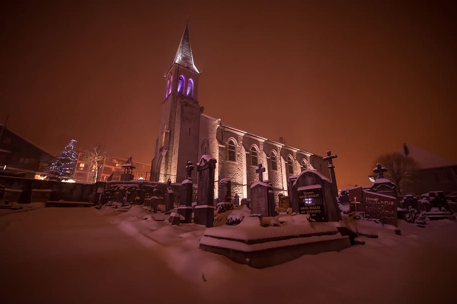 france, châtel, snow, snowfall, hdr, colour, grave, church HD wallpaper