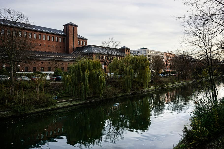 germany, berlin, maybachufer, river, morning, cloudy, water HD wallpaper