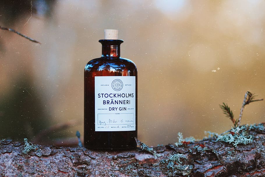 Stockholms Branneri bottle, gin, drygin, drink, forest, product HD wallpaper