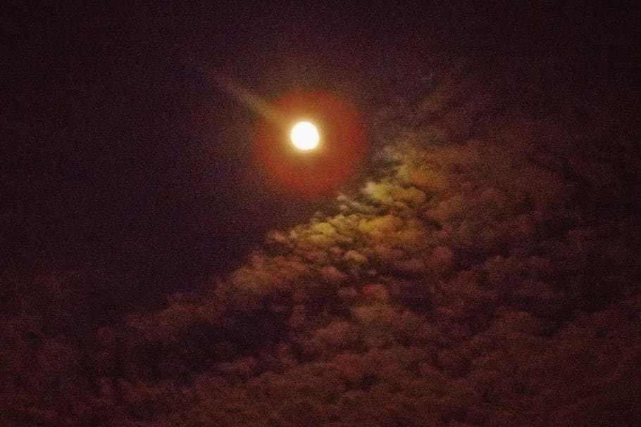 moon, clouds, sky, night, beauty in nature, cloud - sky, no people HD wallpaper