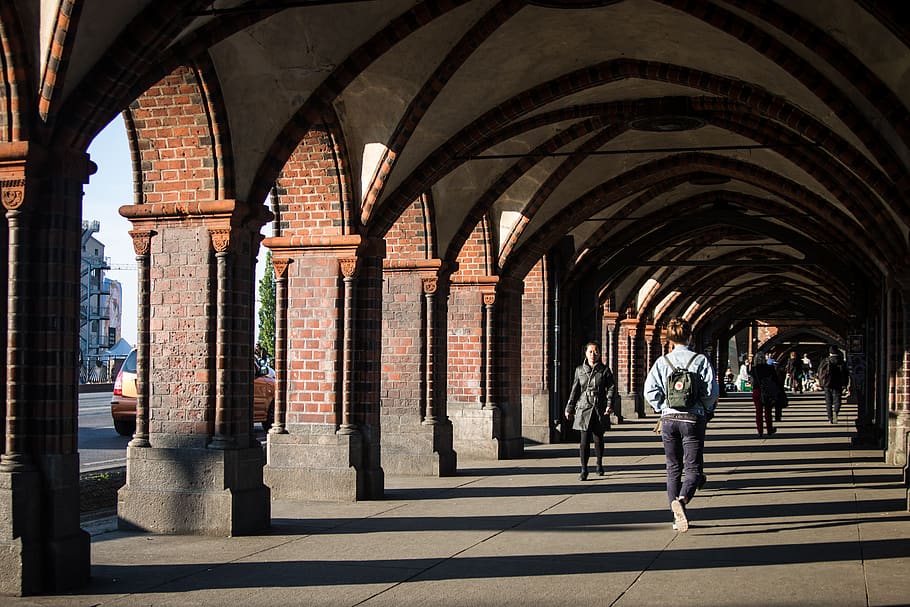 germany, berlin, bridge, lighting, sun, golden hour, arch, architecture HD wallpaper