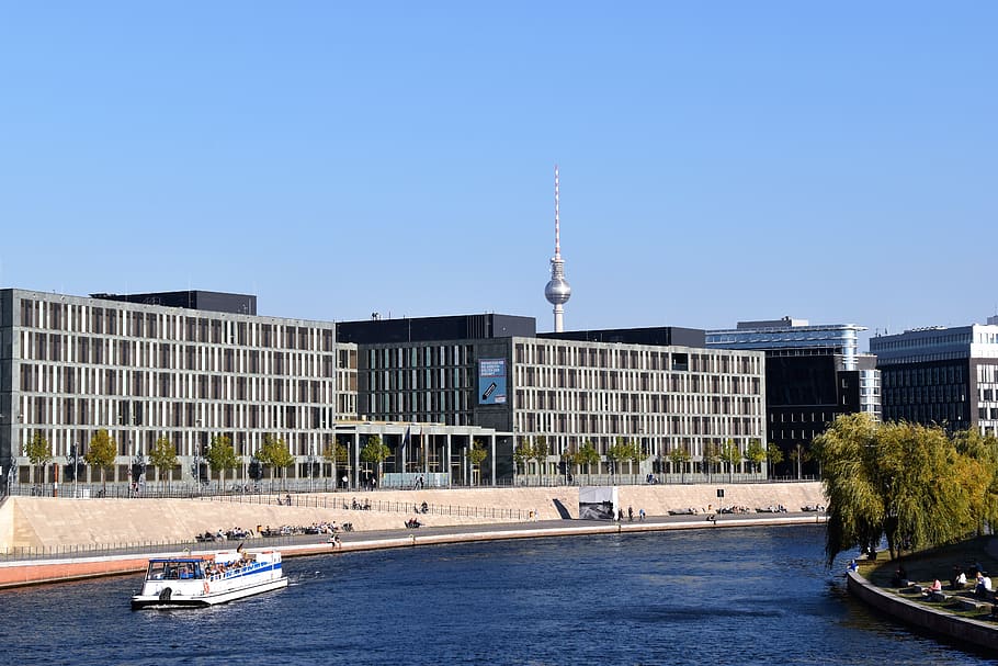 berlin, germany, b96, ship, skyline, blue sky, architecture HD wallpaper