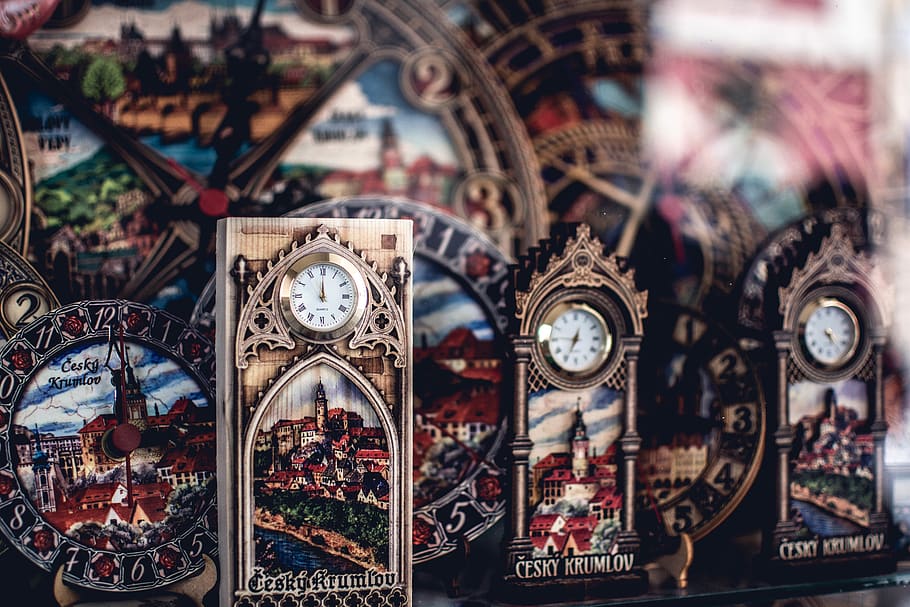 Gray Framed Clock Photo, close, design, detail, image, indoors HD wallpaper