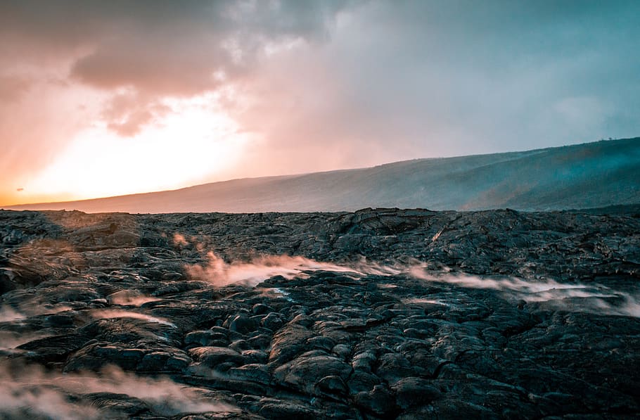 rock valley under grey clouds, sky, cloud - sky, scenics - nature HD wallpaper