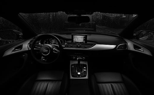 interior, car, black, audi, steering, gear, shift, mode of transportation HD wallpaper