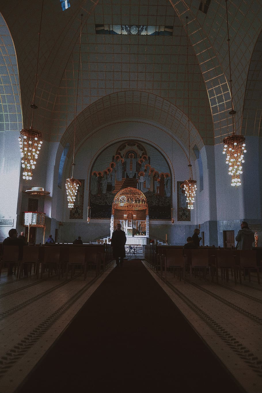 man standing inside church, indoors, person, human, aisle, vienna HD wallpaper