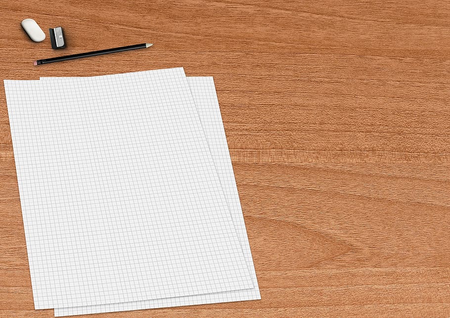 paper, block, pencil, eraser, spitzer, pencil sharpener, table HD wallpaper