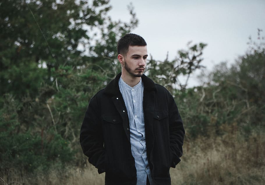man wearing black jacket, coat, apparel, clothing, overcoat, france HD wallpaper