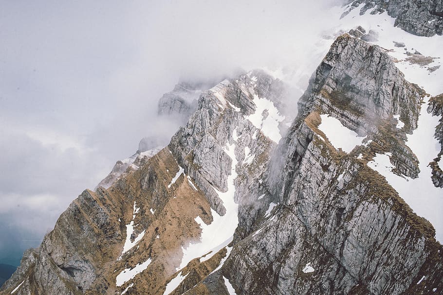 mountain, highland, cloud, sky, summit, ridge, hill, landscape HD wallpaper