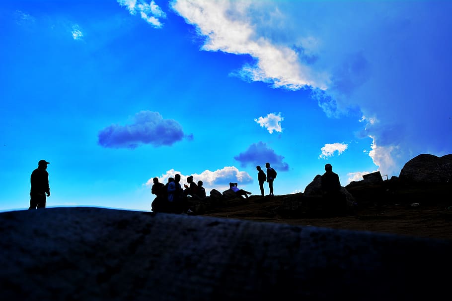 india, triund, sky, group of people, cloud - sky, real people HD wallpaper