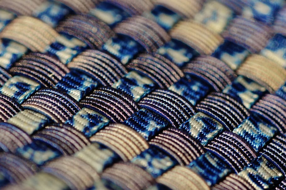 Blue Black and Gold Woven Textile, blue pattern, bright, close-up HD wallpaper