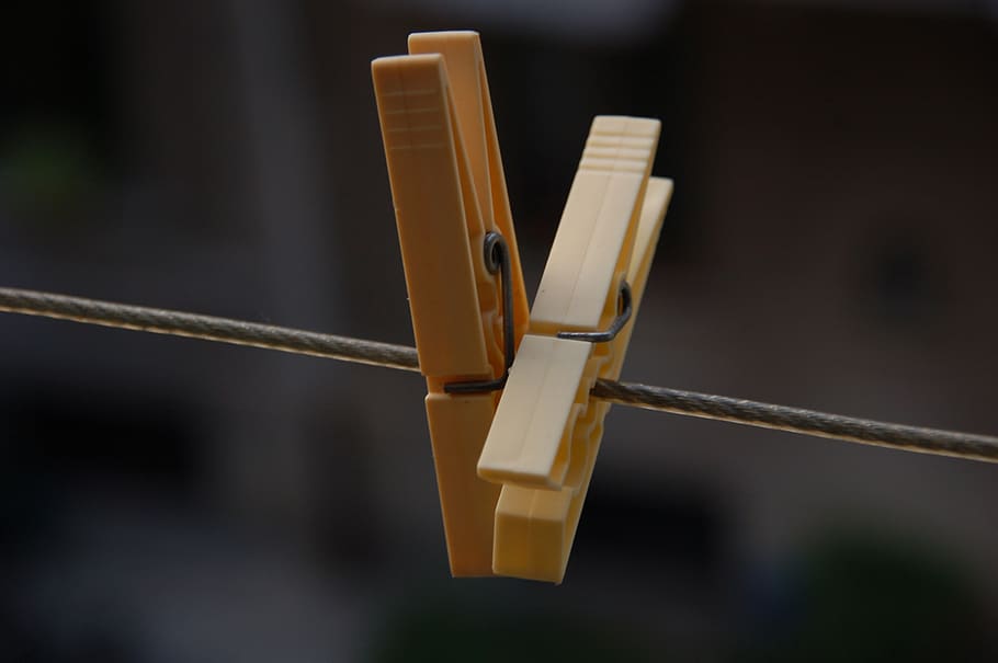 clothespins, laundry, linen, hang, rope, focus on foreground