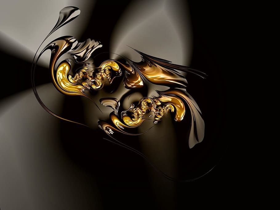 fractal, design, texture, background, mathematical, black background HD wallpaper